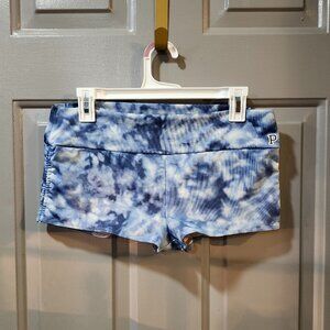 Pink Ultimate Blue Tie Die Spandex Short Shorts - Size Large